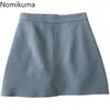 Nomikuma Tinta unita A Line Mini Gonna Donna Stile coreano Semplice Casual Gonne a vita alta Donna Chic Faldas Mujer 210514