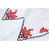 خمر الأزهار التطريز بلوزة بيضاء المرأة أنيقة أنيقة النفخة قصيرة الأكمام قميص الصيف جديد الكورية نمط OL أزرار blusas 210417