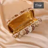 Evening Bags White Rhinestone Wedding Clutch Purse Fashion Gold Metal Crystal Clutches Luxury Ladies Diamond Prom Dinner Handbags 243e