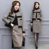 Frauen Herbst und Winter zweiteiliger Rock Wolle kurze Jacke schlanke lässige Mode Anzug hohe Qualität 210527