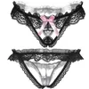 5 pçs / lote 5 estilo cor preta pérola pantie underwear sexy g cordas lace thongs cintura baixa bowknot strings 210730