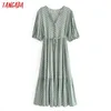 Tangada Moda Kobiety Żółte kropki Drukuj Loose Letnia Sukienka Z Krótkim Rękawem High Street Darm Dress QN69 210609