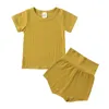 Completi di abbigliamento T-shirt con scollo O-collo neonato per bambina neonato + pantaloncini a vita alta Completi per tute casual per bambini