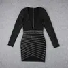 Casual jurken kralen elegante bandage jurk vrouwen zwart sexy 2022 herfst winter club celebrity party kleding