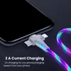 3in1 LED Glöd Flödande laddare Kablar Lysande belysning Snabb laddning Micro Type-C Telefon USB C Wire Cord