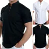 Botón sólido de los hombres de verano de manga corta Slim Fit camiseta casual camisetas Muscle Top ropa de moda diaria 210629