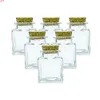 24pcs Mini 50ml Square Glass Bottle With Corks Empty Clear Flat Bottles Glycyrrhiza Sweets Food Grade Seal 50cc Jar Vialshigh qty