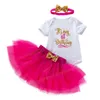 Abiti da ragazza 1 anno Baby Girls Vestiti di compleanno Ragazza Rosa Dress Dress Floral Torta Principessa per Party Wedding Bambini