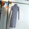 Günlük Elbiseler Örme Kazak Elbise Kadın 2021 Sonbahar Kış Sıcak Uzun Kollu İnce Bodycon Balıkçı Yaka Kaşmir Bayan Kazak Süveter