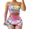 Badeanzug BH Outfits Sommer Frauen Designer Casual Print Tie Dye BH Rock Zweiteilige Sets Damenmode Sexy Freizeitkleidung