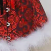 Bustiers Corsets Sexiga Straps Zipper Overbust Corset Bustier Underkläder Top Kvinnor Vit Feather Burlesque Lace Up Jul Santa Kostym