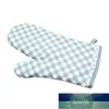 Kitchen Oven Mittens Polyester Lattice Print Cooking Microwave Gloves Mitts Pot Pad Heat Proof Protected Baking Supplies Factory price expert design Quality