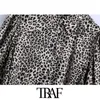 Women Chic Fashion With Belt Leopard Print Midi Dress Vintage Long Sleeve Button-up Female Dresses Vestidos Mujer 210507
