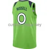 Heren vrouwen jeugd d'angelo russell # 0 jersey groen wit marine gestikte aangepaste naam Any Number Basketball Jerseys