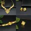 Dubai African Gold Jewelry Set For Women Ethiopian Wedding Luxury Nigerian Bride Necklace Earrings Bracelet Ring Jewellery Gifts H1022