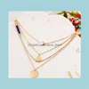 Pendants Jewelry Necklaces Pendant Gold Layered Long Stone Charms Collier Plastron Beautifully Set Statement Necklace Drop Delivery 20