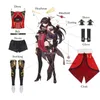 Rolecos Game Genshin Impact Beidou Cosplay Costume feminino Black Red traje de halloween vestido de capa de cabeça completa