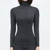 Thermal Underwear Women Long Johns Set HIGH Collar Pure Cotton SLIM FIT Solid Color Long Sleeve thermisch ondergoed 211217