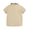 T-shirt estive per neonati adorabili T-shirt in cotone per bambini a maniche corte T-shirt scozzese per bambini Colletto rovesciato Camicie casual per ragazzo