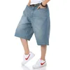 Schinepon Summer Plus Size Wide Been Jeans Shorts Mannelijke Skateboard Swag Baggy Heren Capri Denim Broek 42 46 44 210331