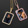Collier avec Photos personnalisées, plaqué or, pendentif carré à mémoire glacée, bijoux Hip Hop pour hommes