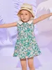Малыш девочек тропический печать контрастное платье кукла платье она