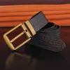 Högkvalitativ Pin Buckle Luxury Belts Män Retro Gul Waist Strap Cowhide Red Cintos Masculinos Brand Popular