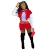 Ladies Baseball Uniform Tracksuits Cardigan Splicing Jacket Two Piece Shorts Pants female suit Casual Sweatsuits Varsity Sets