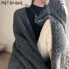 Matakawa Twist Losse Grote Maat Gebreide Cardigan Dames Trui Jas Herfst en Winter Lange Bat Sleeve Sweaters voor Vrouwen 210513