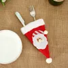 Noel Süslemeleri Şapka Çatal Çantası Şeker Hediye Çanta Sevimli Cep Çatal Bıçak Tutucu Masa Yemeği Dekoratif Sofra