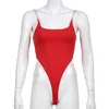 Red High Waist Chain Strap Bodysuit Women Swimsuit One Piece Top Sleeveless Overalls Female Summer Sexy Party Body Beachwear 210415