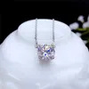 Moissanite Necklace 0.5CT 1CT 2CT 3CT VVS Lab Diamond Pendant Silver 925 for Women Wedding Party Anniversary Gift Simple Charms 210929