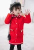 Ankünfte Winter Kinder Sets Langarm Einreiher Mantel Taschen Rot Rock Nette 2 stücke Mädchen Kleidung 2-7T 210629