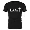 Bóg jest miłość Jezus Team Evolution Real Men 100% Bawełna T Shirt Christian Religijne Faith O Neck T-shirt 210707