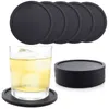 8 pcs rond noir épaissir des sous-verres en verre tampon en silicone durable pour les tasses de boissons dropship 210706
