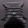 Beaded, Strands Classic Anil Arjandas Design Stainless Steel Beads CZ Pave Eye Charm Adjustable Macrame Bracelet Bangle Set For Men