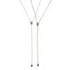 elegant AAA cubic zirconia brilliant sweater chain Green white CZ Fashion long necklaces women costume jewelry