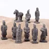 9st / set kinesisk armé terrakotta figur qin dynastin armé skulptur hem dekoration lera hantverk med presentförpackning 210727