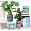 Creative Self-Watering Flower Pot Colourful Plastic Modern Decorative Planter Home Office Desk Decoration Planters & Pots