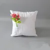 Taie d'oreiller de sublimation 32 * 32cm bricolage blanc coussin d'oreiller décoration maison avec petite poche forme carrée A13