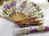 Party Favor 50 Pcs/lot Printed Personalized Delicate Packaging Japanese Flower Floral Fabric Folding Hand Fan Wedding Favors