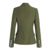 Fall Women's Classic Design European and American Army Green Button Blazer Slim Casual Solid Color High Quality Jacket 210525
