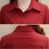 Chic Solid Polo Collar Shirt Women Fashion Elegant Slim Plus Size 5xl långärmad blus kvinnlig mamma Casual Spring Tops 220217