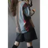 Spring Autumn Arts Style Women Long Sleeve Loose Vintage Blazers Double Pocket Cotton Denim Patchwork Blazer Femme Coat M179 Women's Suits &