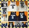 Ucnn Huskies 15 켐바 워커 대학 유니폼 대학 착용 해군 백인 남성 NCAA 농구 스티치 jerseys S-2XL 최고 품질