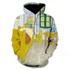 有名な画家ヴァンGOGH 3Dプリント風景パーカーの葉のフード付きスウェットカジュアルクールジャケット男性女性パーカーストリートウェアX0710