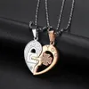 ACEROLL Collier Coeur Brisé - Pendentif Coeur Fendu en Acier Inoxydable avec Clé et Serrure en Couleur Argent et Or pour Couple Amoureux