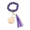 Wholesale foreign trade beaded wooden bead keychain fashion personality disc tassel bracelet key ring multi-color optional