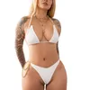 Kvinnor Baddräkt Bikinis Set Sommarkedja Sexig Backless Halter Top Tight Mid Midist Thong Split Bad kostym