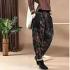 Przylot wiosna jesień sztuka styl kobiety elastyczna talia vintage druk luźne spodnie duże kieszeni casual harem plus size s482 210512